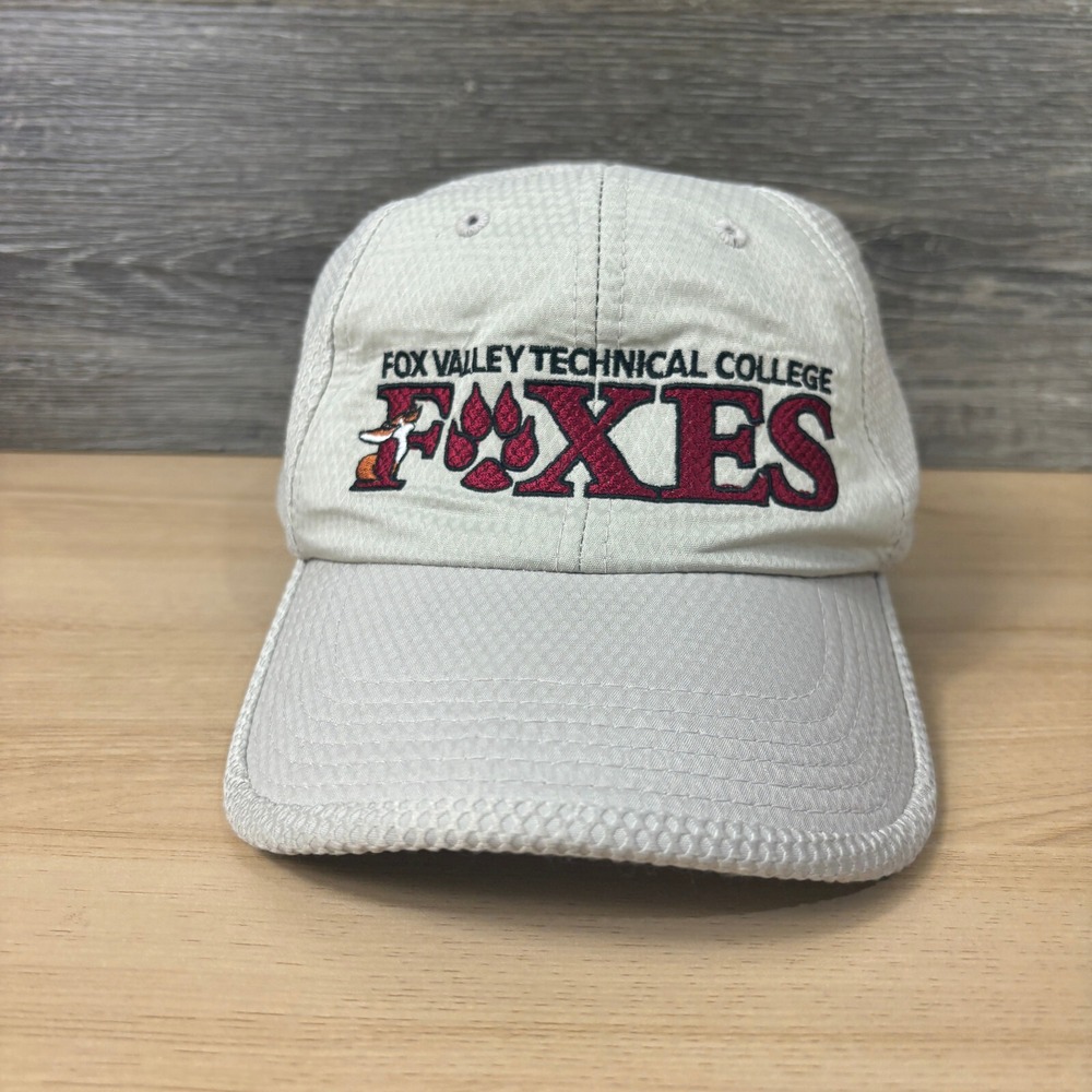 Fox Valley Technical College Hat Cap Strap Back Off White Tan Mesh Adjustable